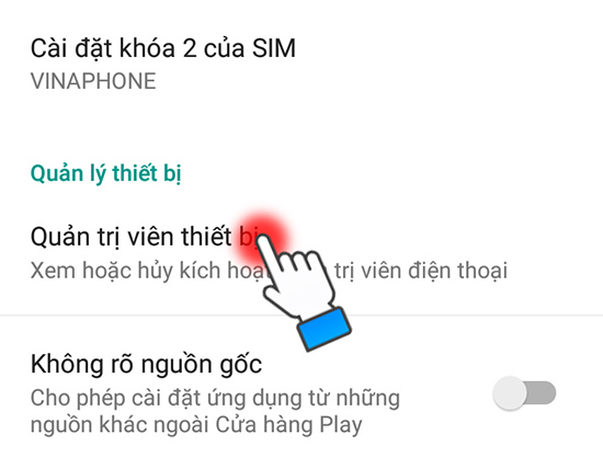 Bật quản lý thiết bị trên điện thoại Android